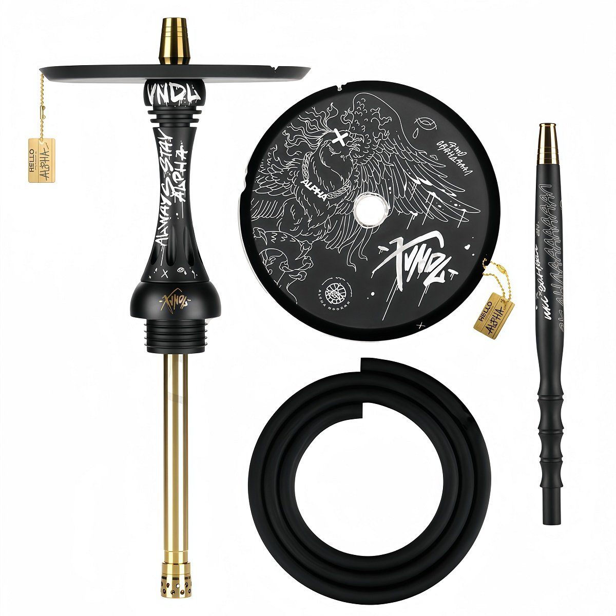 Narghilea Alpha Hookah Model X VNDL Jet Black (fără vas)
