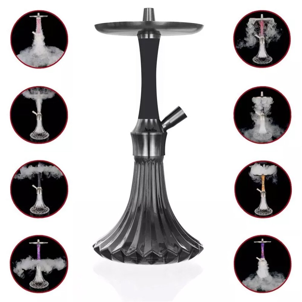 Narghilea EPOX 360 Pro — Black Everything— Pattern 36 cm