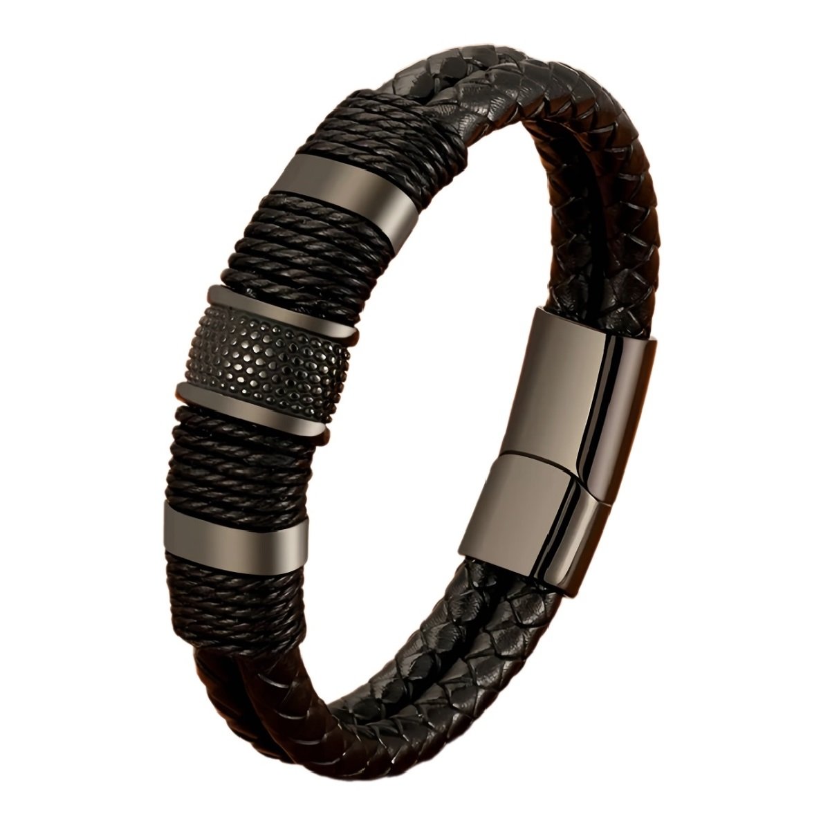 Brățară din piele Luxe Black XQNI BR16
