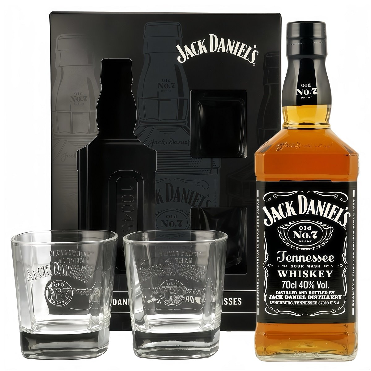 Whisky Jack Daniel’s Tennessee 0.7л + 2 Glasses