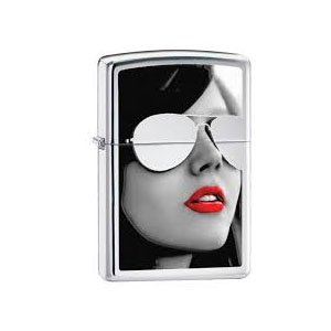 Zippo Girl With Reflective Sunglasses And Red Lipstick 28274