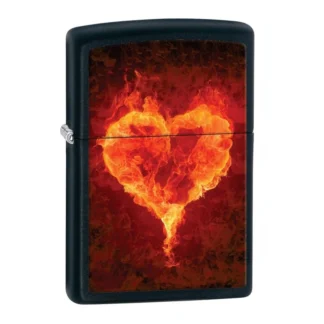 ZIPPO 28313 Flaming Heart Black Matte