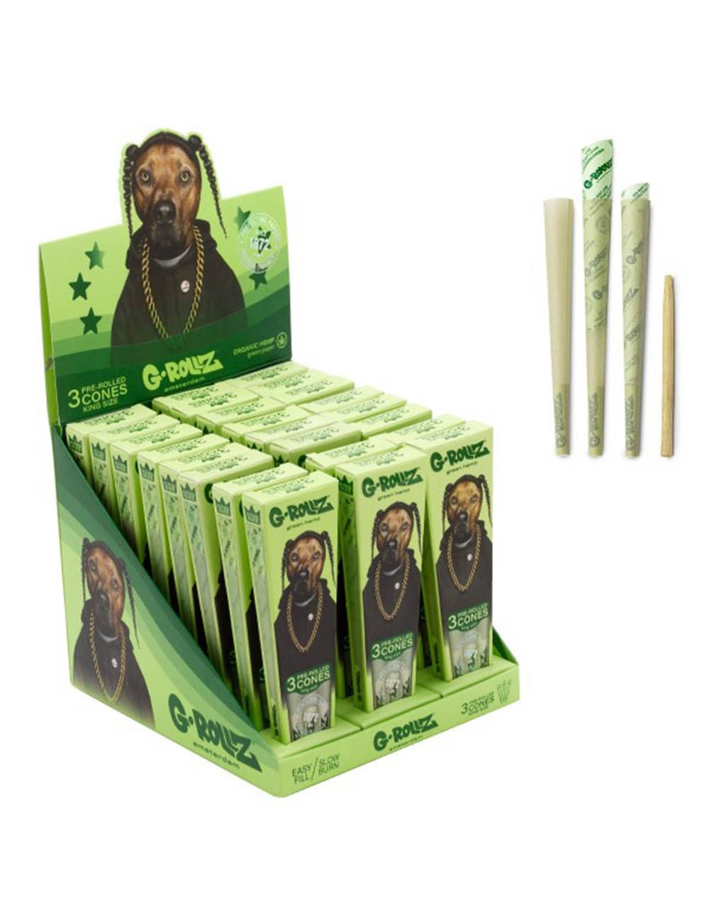 Conuri pre-rulate G-ROLLZ | Pets Rock "Rap" Organic Green Hemp - 3 KS Cones
