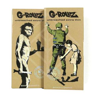 G-ROLLZ | Banksy's Graffiti KS Set 1 - Unbleached Extra Thin - 50 KS Papers + Tips & Tray