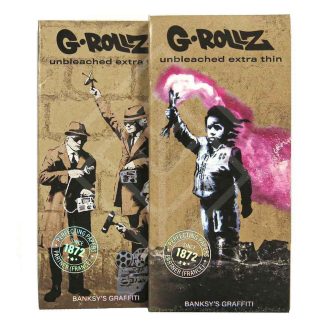 G-ROLLZ | Banksy's Graffiti KS Set 3 - Unbleached Extra Thin - 50 KS Papers + Tips & Tray